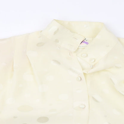 Peepers Womens Ivory Polka Dot Polyester Basic Button-Up Size 12 V-Neck