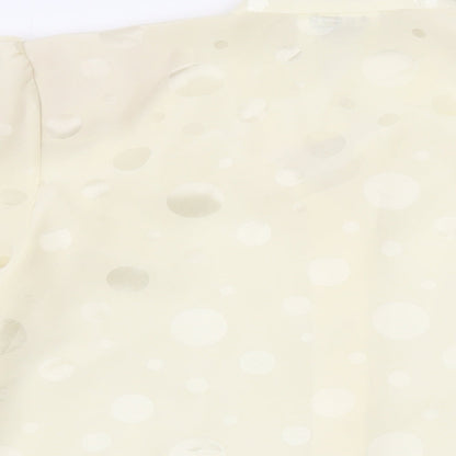 Peepers Womens Ivory Polka Dot Polyester Basic Button-Up Size 12 V-Neck