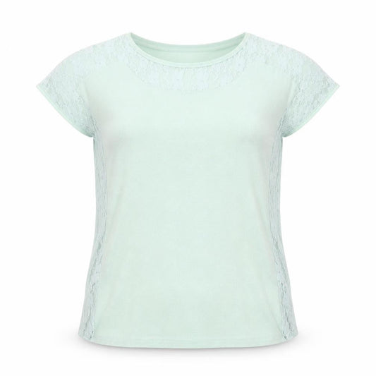 Klass Womens Green Polyester Basic T-Shirt Size M Round Neck