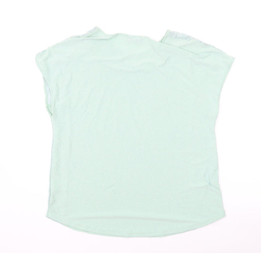 Klass Womens Green Polyester Basic T-Shirt Size M Round Neck