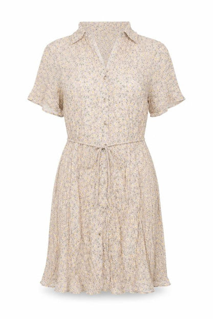 Urban Outfitters Womens Beige Floral Viscose A-Line Size M V-Neck Button