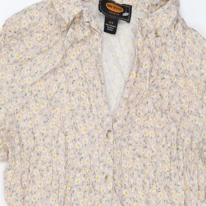 Urban Outfitters Womens Beige Floral Viscose A-Line Size M V-Neck Button