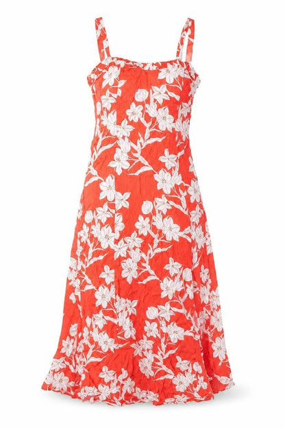 Zara Womens Red Floral Viscose A-Line Size XS Square Neck Pullover