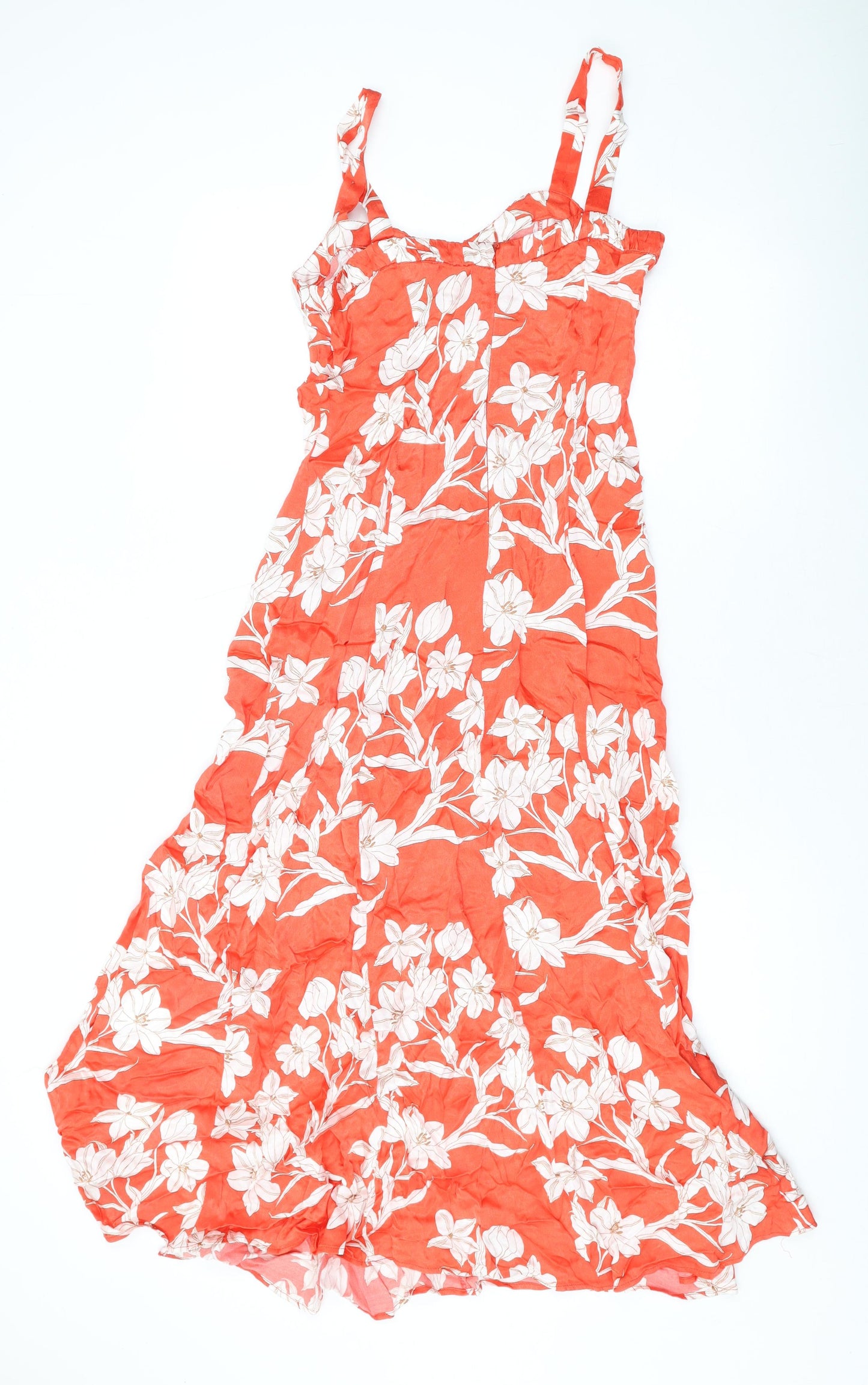 Zara Womens Red Floral Viscose A-Line Size XS Square Neck Pullover