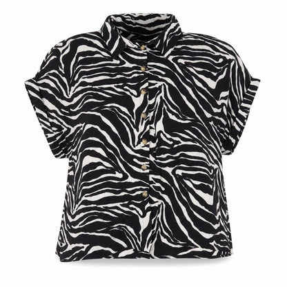 New Look Womens Black Animal Print Polyester Basic Button-Up Size 22 Collared