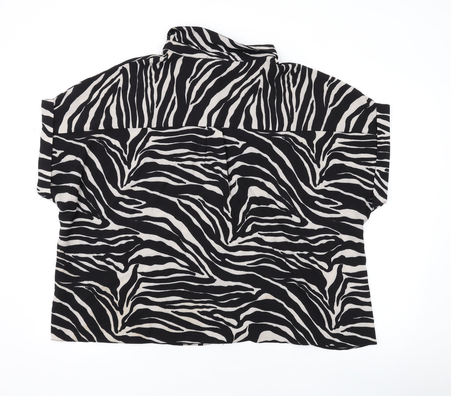 New Look Womens Black Animal Print Polyester Basic Button-Up Size 22 Collared