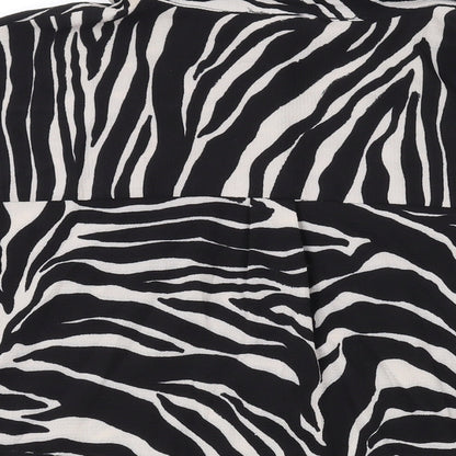 New Look Womens Black Animal Print Polyester Basic Button-Up Size 22 Collared