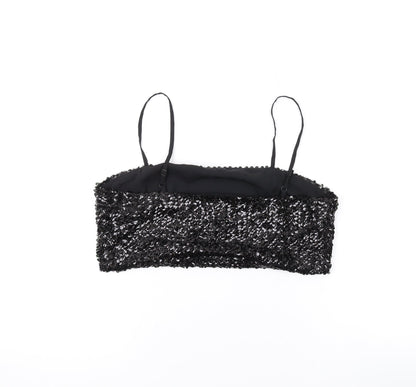 Womens UK Size 10 Nasty Gal Black Cropped Tank