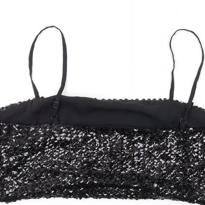 Womens UK Size 10 Nasty Gal Black Cropped Tank