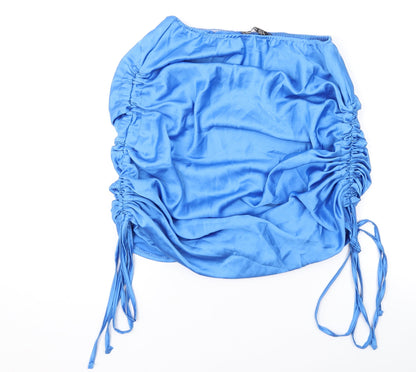 Boohoo Womens Blue Polyester Basic Blouse Size 10 Off the Shoulder