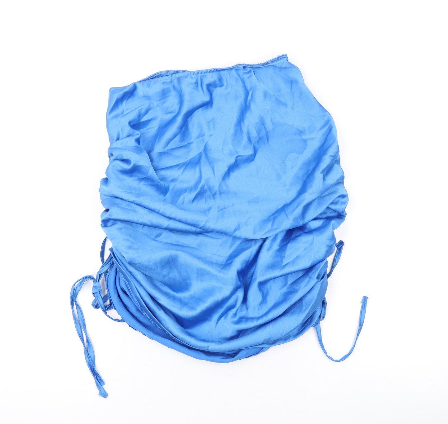 Boohoo Womens Blue Polyester Basic Blouse Size 10 Off the Shoulder