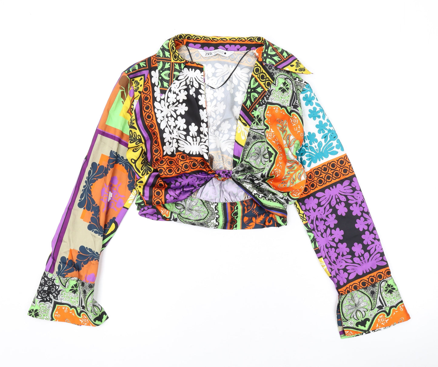 Womens UK Size XS Zara Multicoloured Basic Blouse