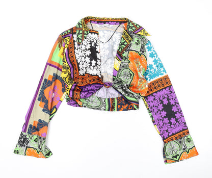 Womens UK Size XS Zara Multicoloured Basic Blouse