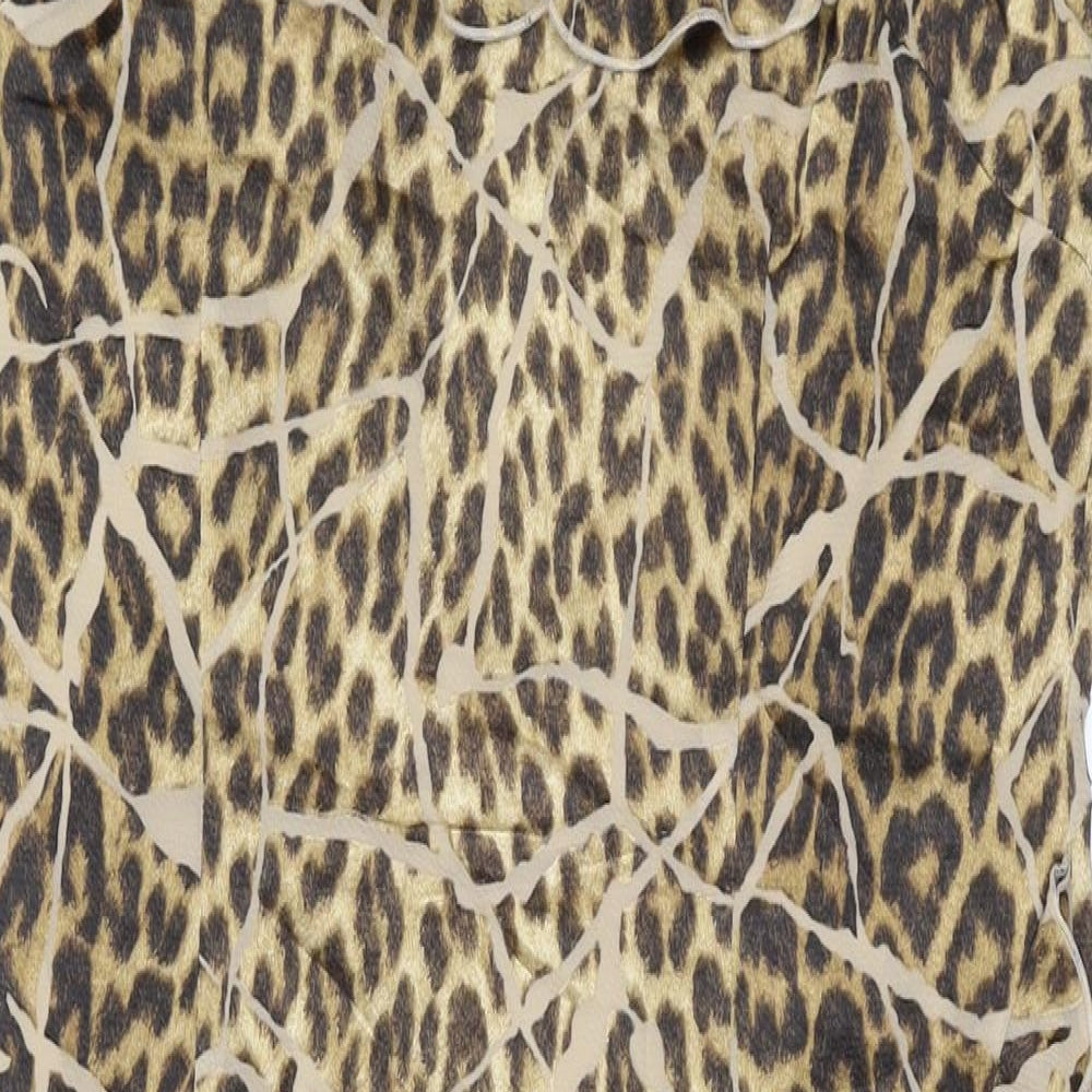dusk Womens Brown Animal Print Polyester A-Line Size 12 Scoop Neck Zip
