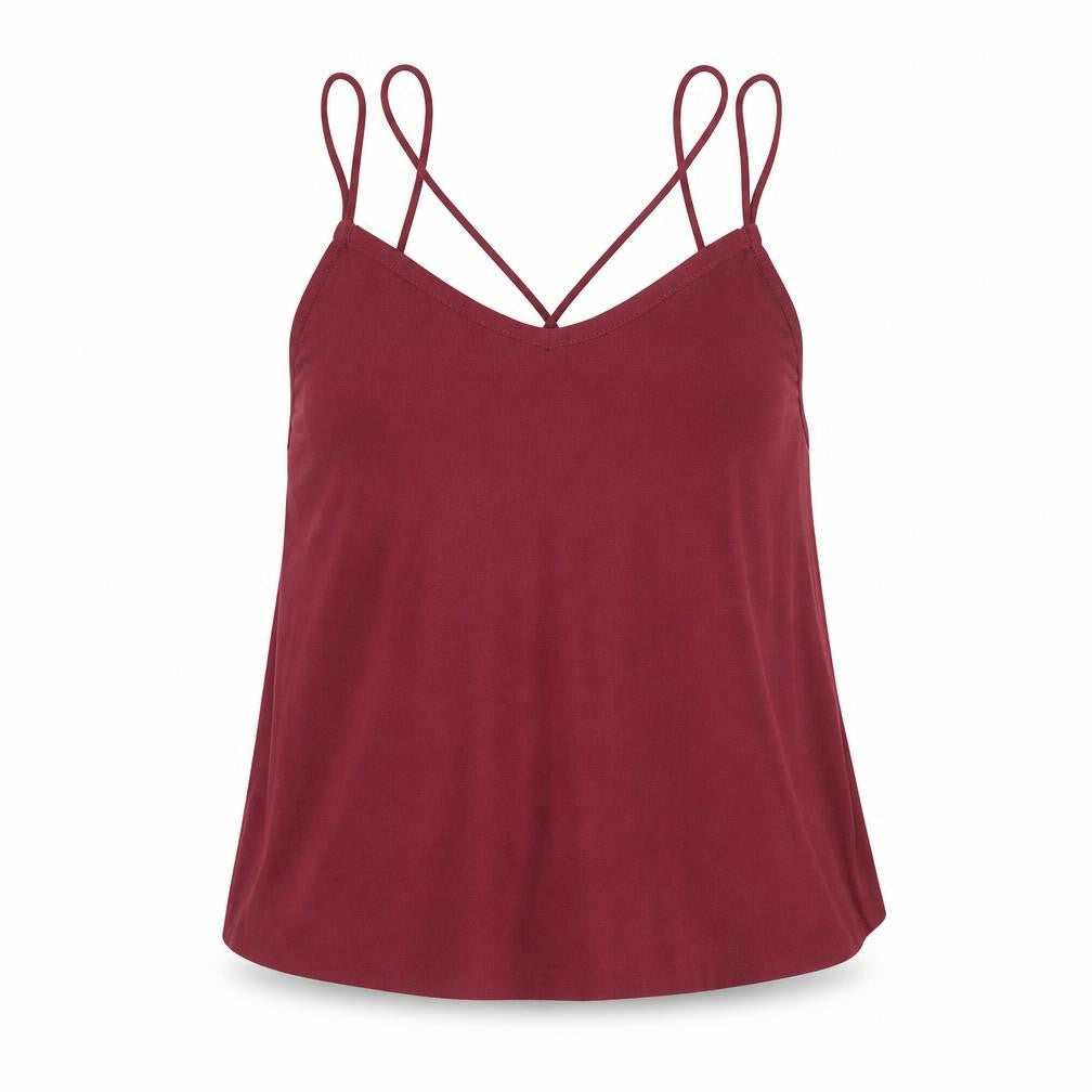 Front view of New Look girls’ purple polyester camisole tank, size 10-11, years v-neck pullover
