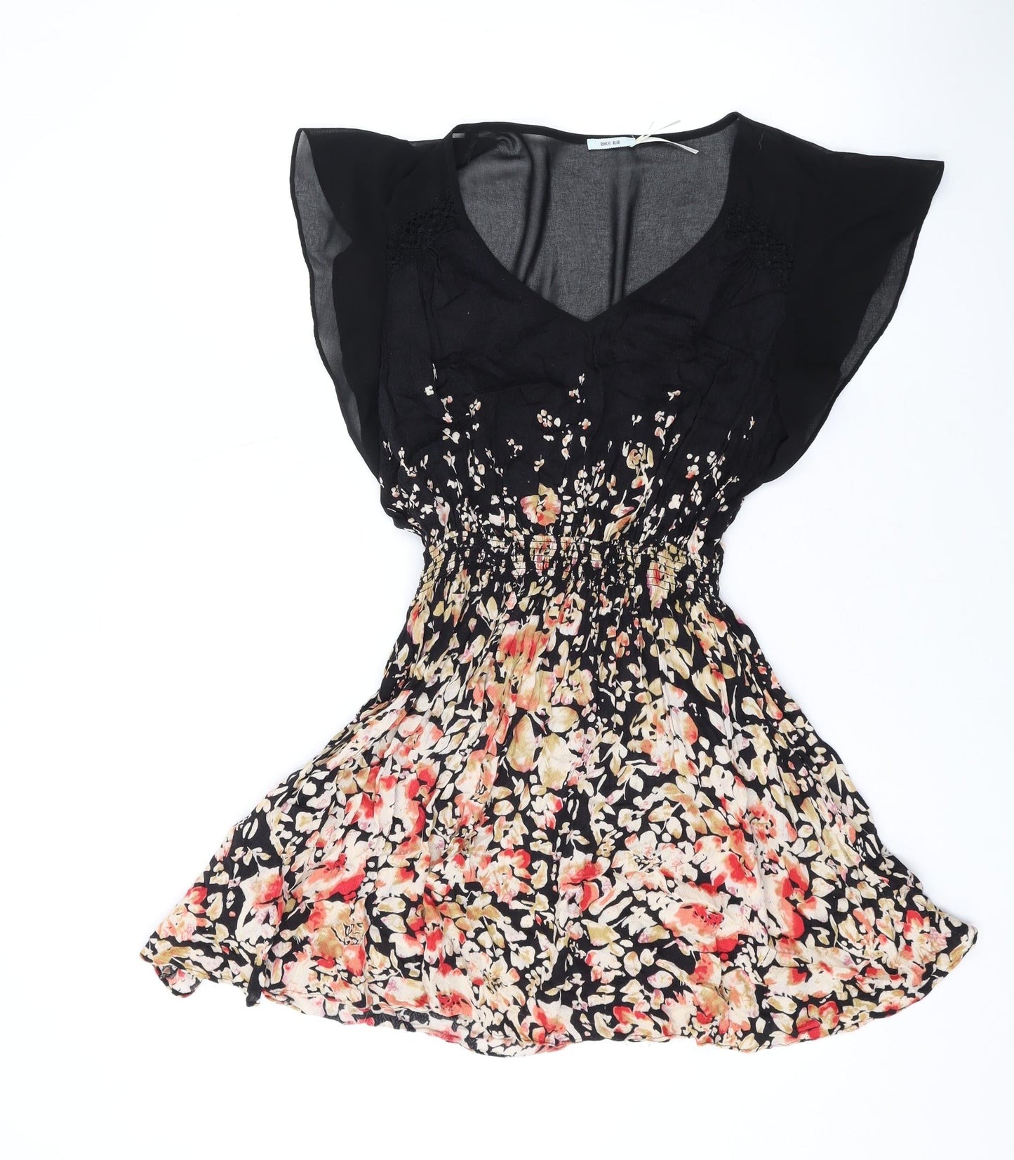Kimchi Blue Womens Black Floral Rayon A-Line Size XS V-Neck Pullover
