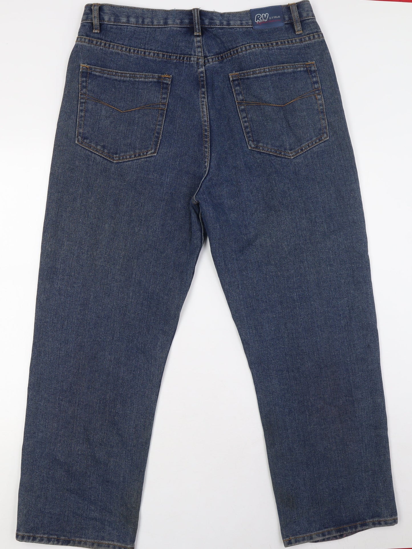 Mens UK Size 36 in RV Regular Fit Straight Blue Jeans