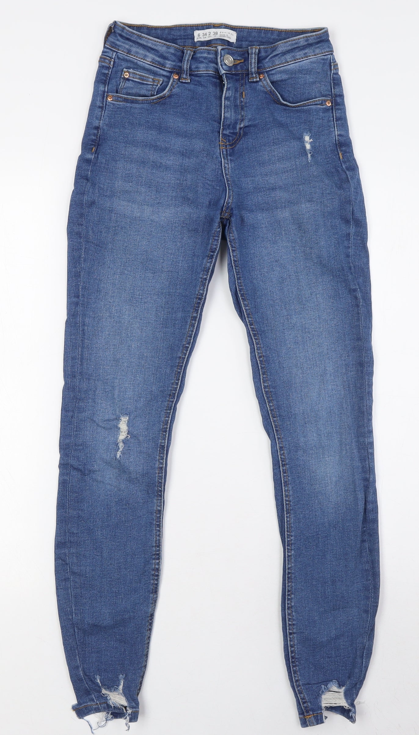 Denim Co Womens Blue Cotton Skinny Jeans Size 6 L29 in Regular Zip