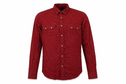 Topshop Mens Red Cotton Button-Up Size S Collared Snap