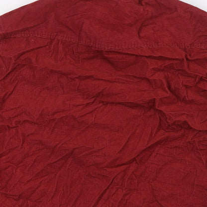 Topshop Mens Red Cotton Button-Up Size S Collared Snap