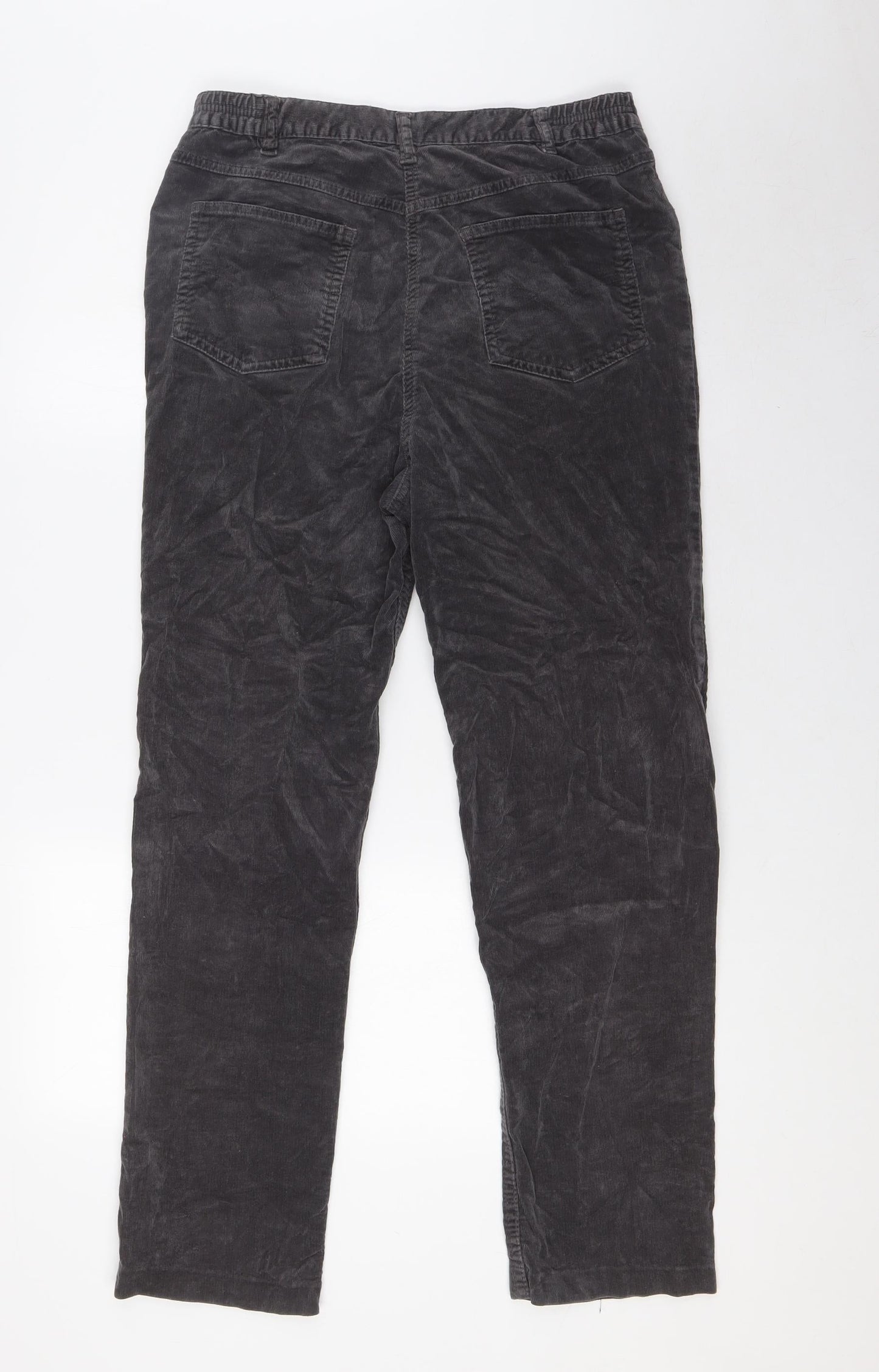 BEING CASUAL Womens Grey Cotton Trousers Size 14 L28 in Regular Tie