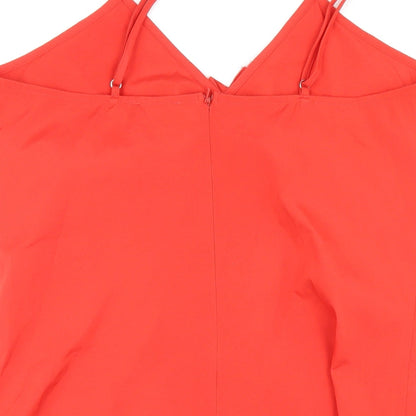 PRETTYLITTLETHING Womens Red Polyester Mini Size 10 V-Neck Zip
