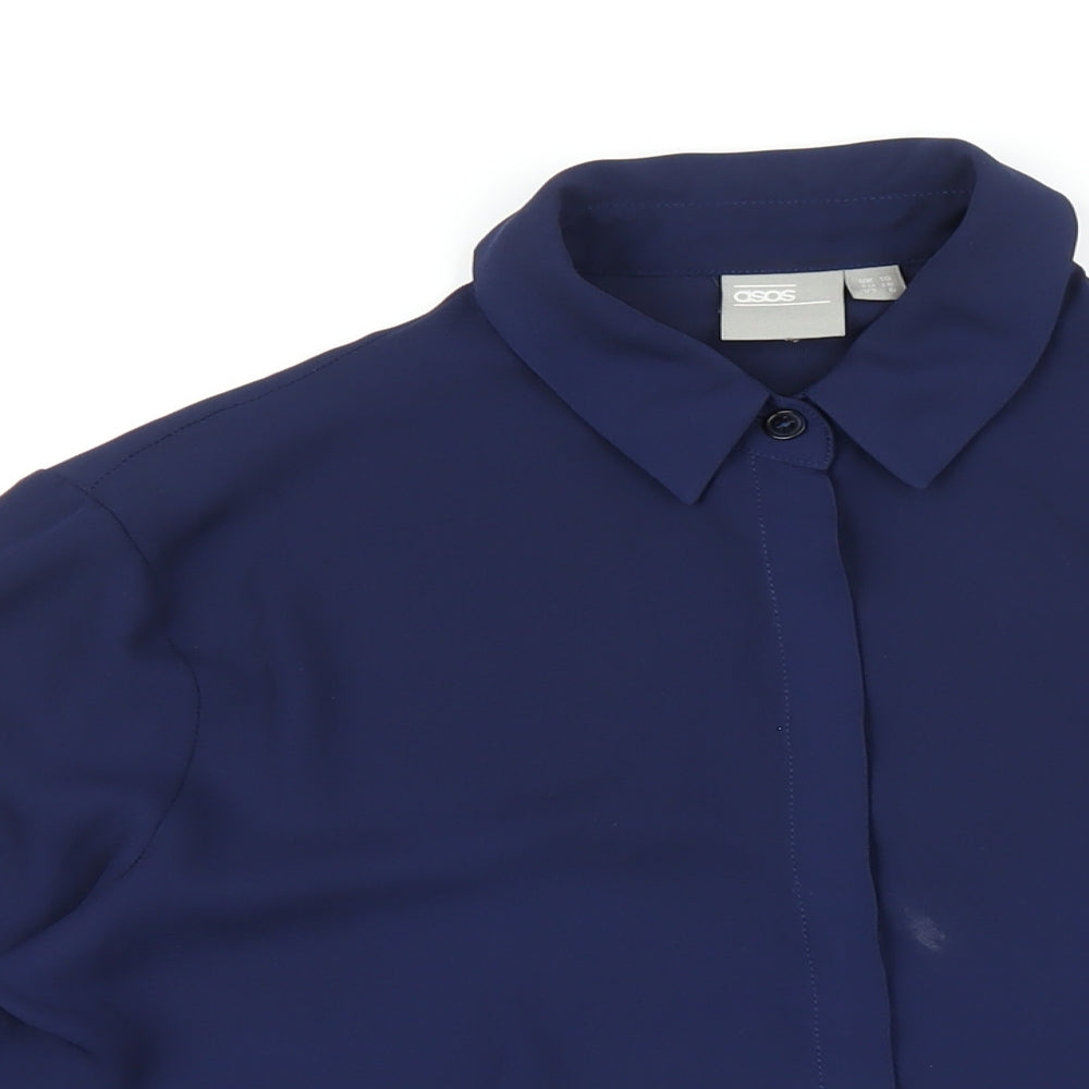 Womens UK Size 10 ASOS Blue Basic Button-Up