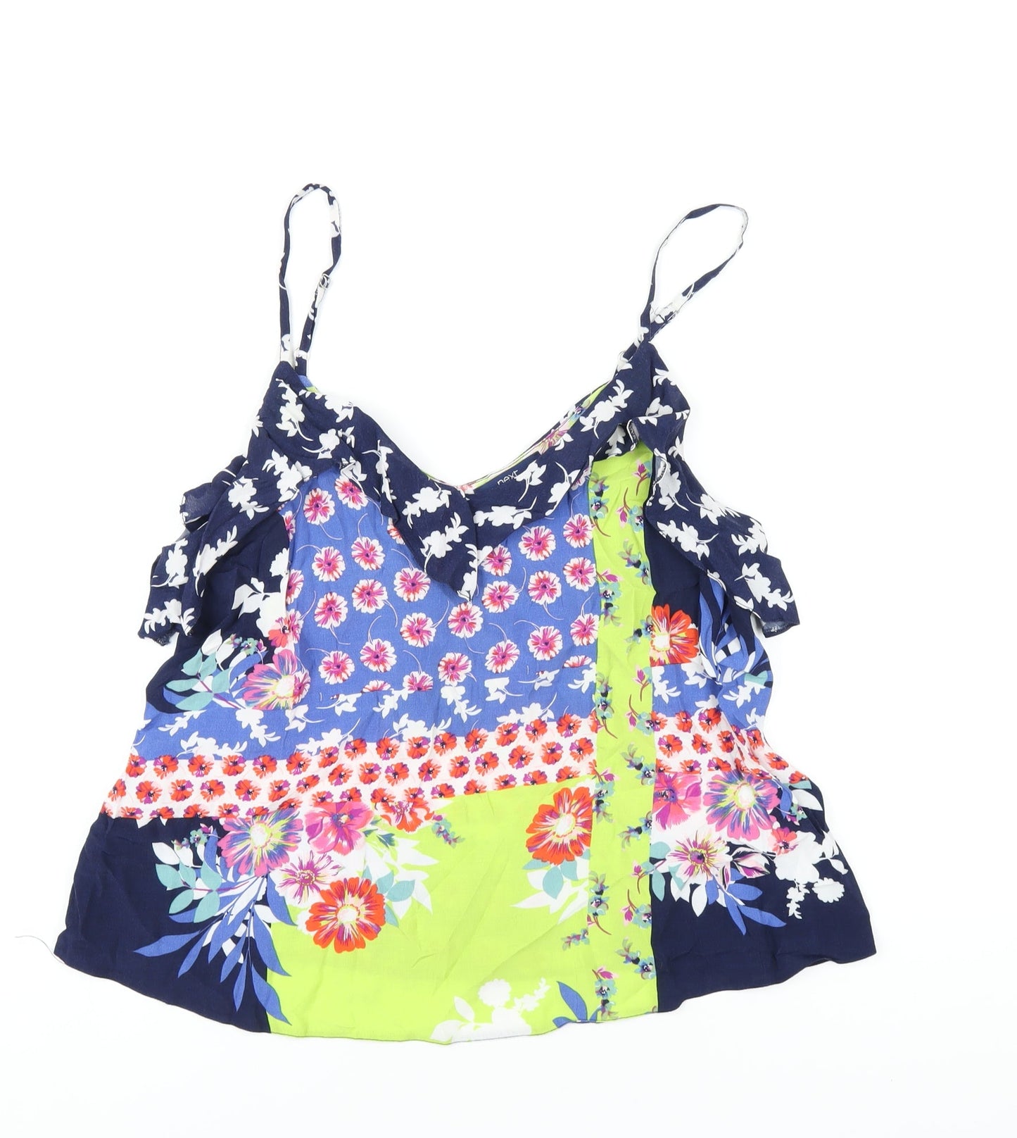 NEXT Womens Multicoloured Geometric Viscose Camisole T-Shirt Size 14 V-Neck