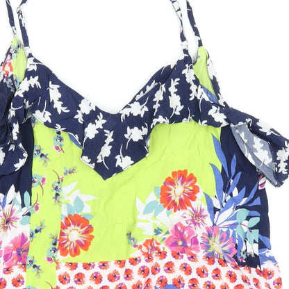 NEXT Womens Multicoloured Geometric Viscose Camisole T-Shirt Size 14 V-Neck
