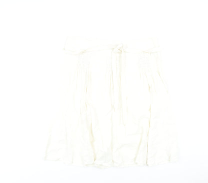 Autograph Womens White Linen A-Line Skirt Size 16 Zip