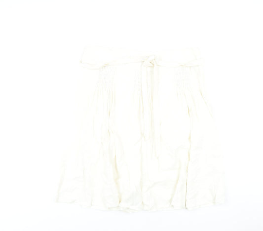 Autograph Womens White Linen A-Line Skirt Size 16 Zip