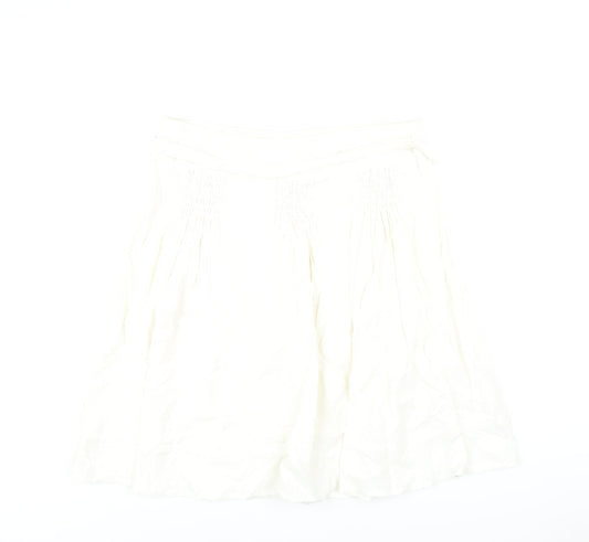 Autograph Womens White Linen A-Line Skirt Size 16 Zip