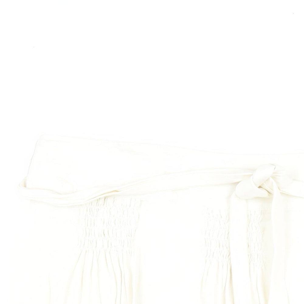 Autograph Womens White Linen A-Line Skirt Size 16 Zip