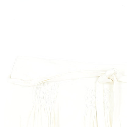 Autograph Womens White Linen A-Line Skirt Size 16 Zip