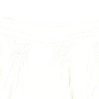 Autograph Womens White Linen A-Line Skirt Size 16 Zip