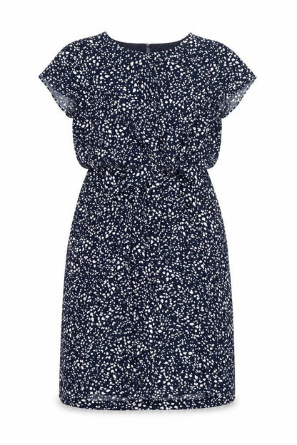 Seraphine Womens Blue Geometric Viscose A-Line Size 10 Round Neck Button