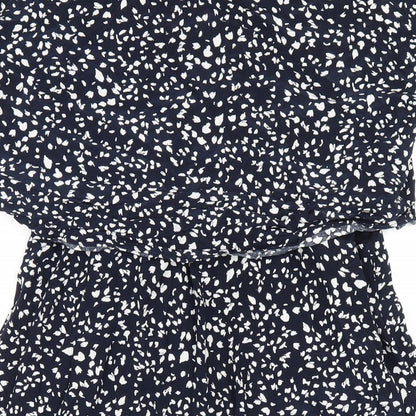 Seraphine Womens Blue Geometric Viscose A-Line Size 10 Round Neck Button