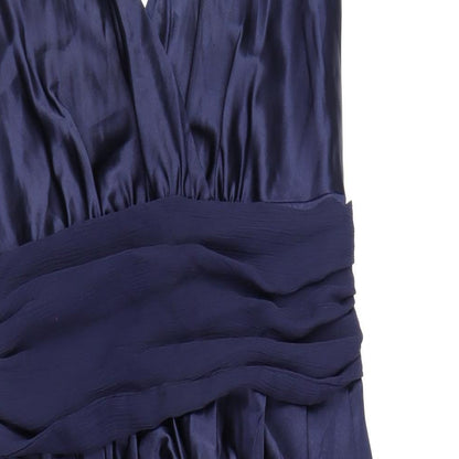 New Look Womens Blue Polyester A-Line Size 10 V-Neck Zip