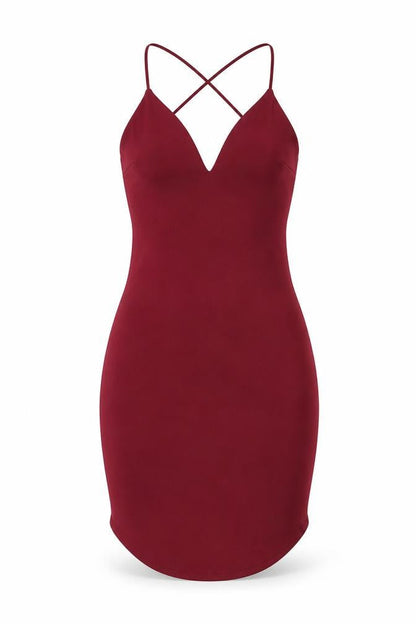 Boohoo Womens Red Polyester Bodycon Size 6 V-Neck Pullover