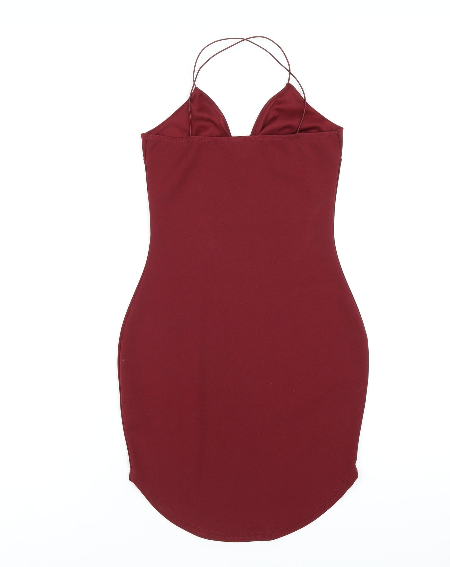 Boohoo Womens Red Polyester Bodycon Size 6 V-Neck Pullover