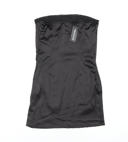 PRETTYLITTLETHING Womens Black Polyester Bodycon Size 10 Square Neck Zip