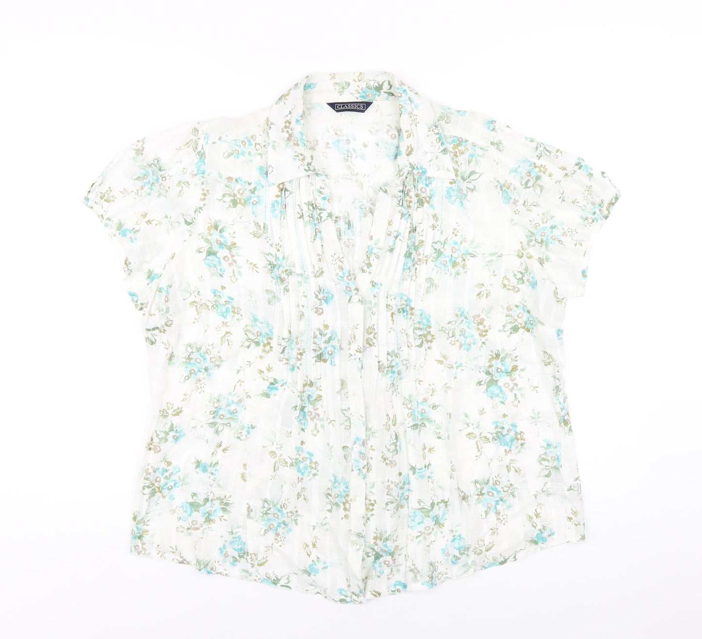 Classics Womens Multicoloured Floral Cotton Basic Button-Up Size 18 Collared