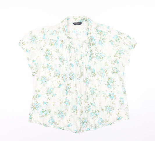 Classics Womens Multicoloured Floral Cotton Basic Button-Up Size 18 Collared