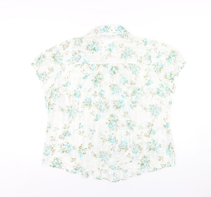 Classics Womens Multicoloured Floral Cotton Basic Button-Up Size 18 Collared