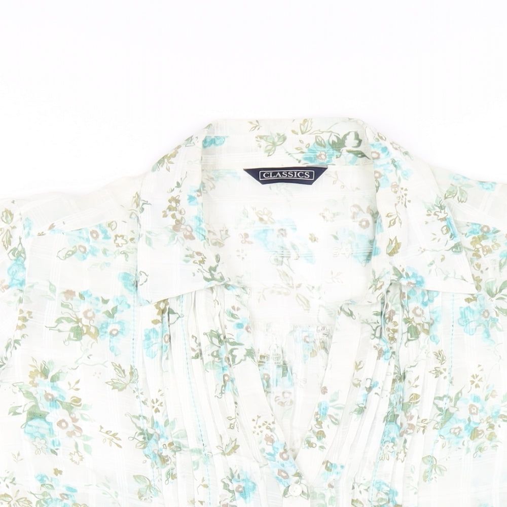 Classics Womens Multicoloured Floral Cotton Basic Button-Up Size 18 Collared