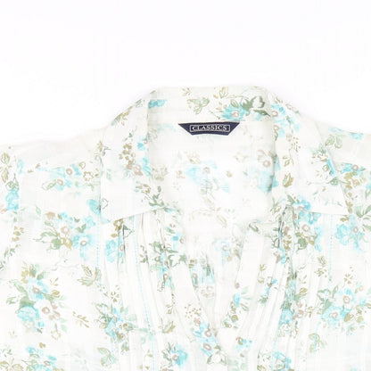 Classics Womens Multicoloured Floral Cotton Basic Button-Up Size 18 Collared