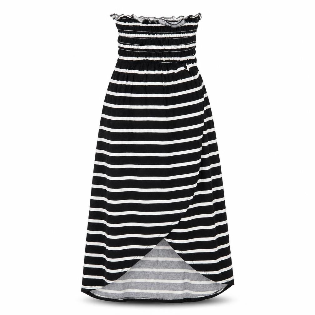 New Look Womens Black Striped Viscose A-Line Size 10 Square Neck Pullover