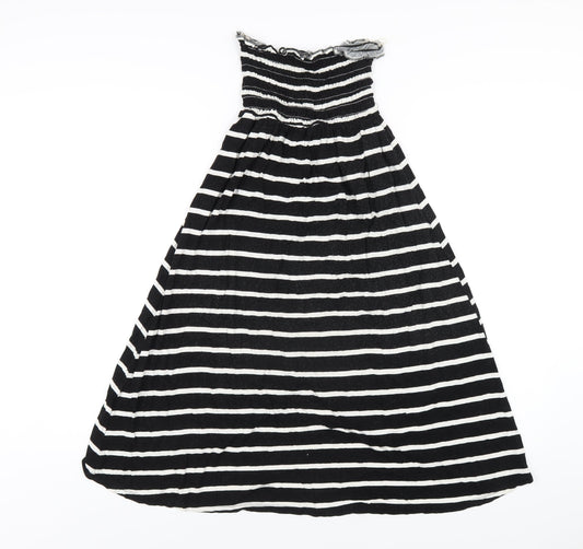 New Look Womens Black Striped Viscose A-Line Size 10 Square Neck Pullover