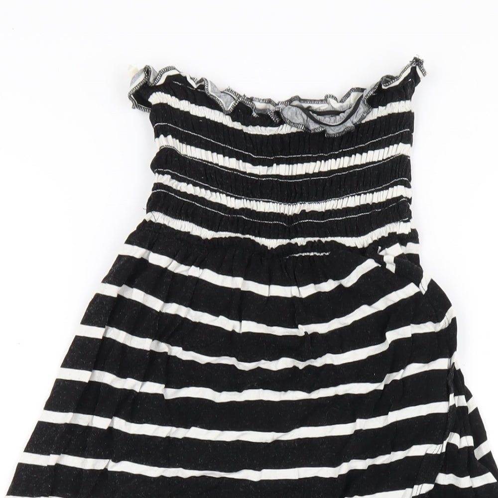 New Look Womens Black Striped Viscose A-Line Size 10 Square Neck Pullover