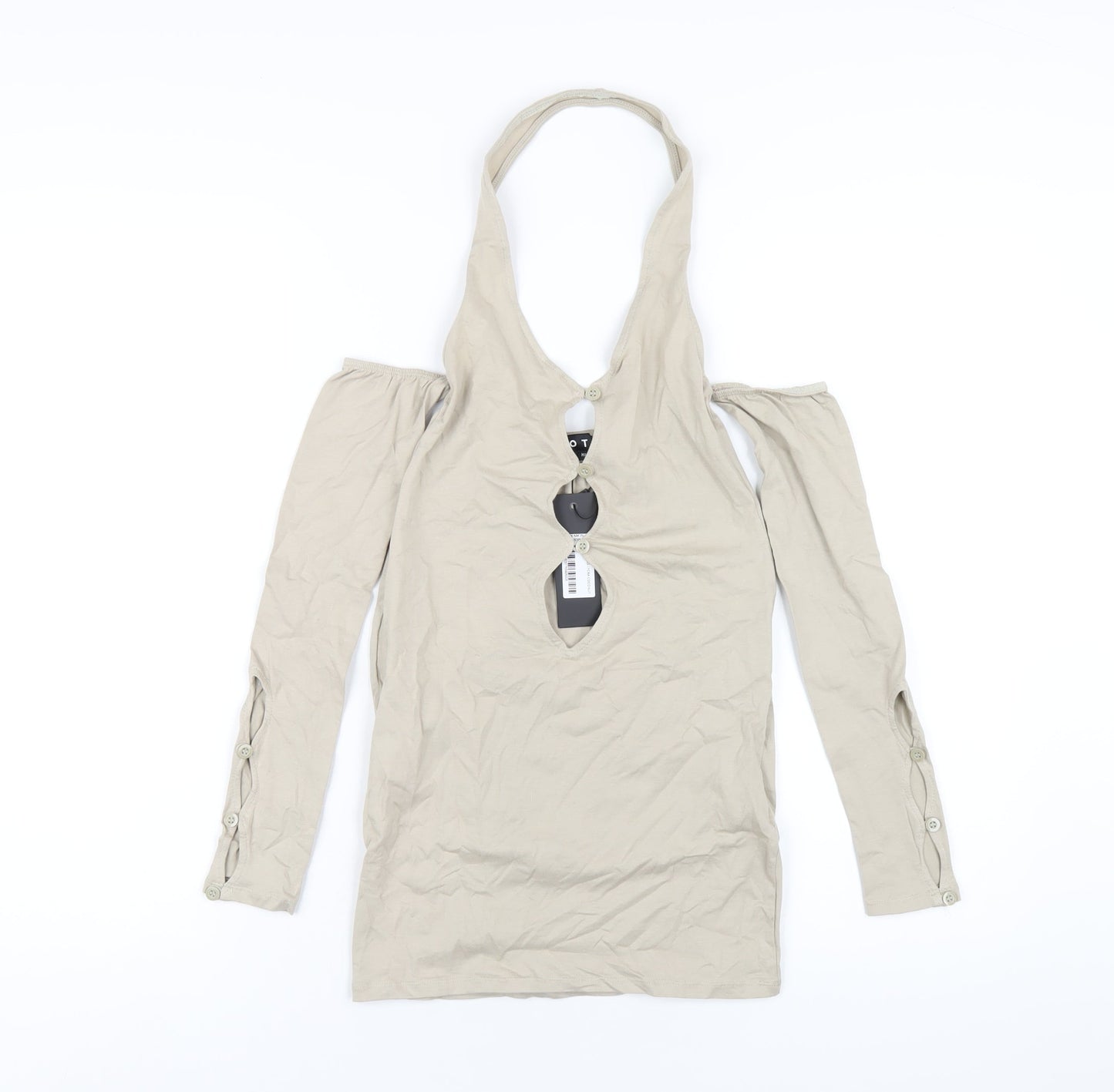 Motel Womens Beige Cotton Bodycon Size XS Halter Pullover